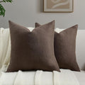 FUTEI Dark Coffee Chenille Throw Pillow Covers 16x16 Inch Set of 2,Soft Wide Chevron Textured Cushion Case,Farmhouse Home Decor for Couch Bed Living Room