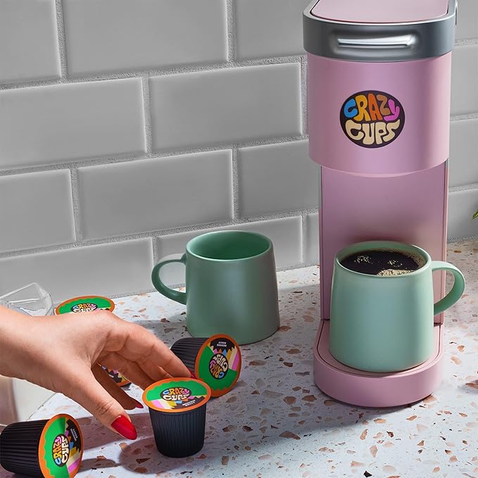 Crazy Cups Flavored Medium Roast Hot or Iced Coffee, Variety Recyclable Pods for Keurig K Cup Brewers, 24 Count