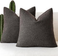 Foindtower Set of 2, Decorative Textured Boucle Throw Pillow Covers Accent Solid Pillow Cases Neutral Soft Cozy Couch Cushion Case for Chair Sofa Bedroom Living Room Home Decor 24 x 24 Inch Dark Brown