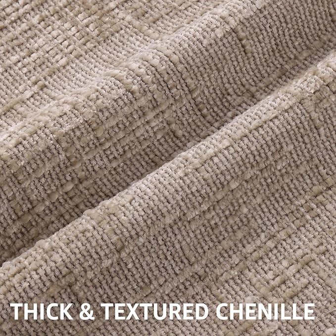 decorUhome Fall Oatmeal Chenille Throw Pillow Covers 18x18 Set of 2 Thick Textured Slubby Couch Pillow Covers Farmhouse Accent Modern Neutral Decorative Pillow Cases for Bed Sofa Living Room