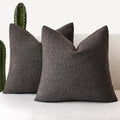 Foindtower Pack of 2 Textured Boucle Throw Pillow Covers Accent Solid Decorative Pillow Cases Cozy Woven Couch Cushion Case for Sofa Bedroom Living Room Home Decor, 18 x 18 Inch,Dark Brown
