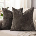 decorUhome Dark Brown Chenille Throw Pillow Covers 16x16 Set of 2 Thick Textured Slubby Couch Pillow Covers Farmhouse Accent Modern Neutral Decorative Pillow Cases for Bed Sofa Living Room