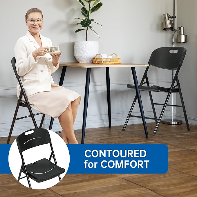 70 Pack Thicker 800 LBS Black Folding Chairs, Commercial Grade Folding Chair, Foldable Chairs for Events