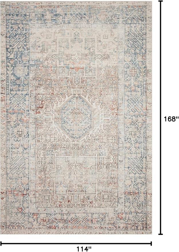 Loloi Chris Loves Julia Jules Collection JUL-07 Natural/Ocean 9'-6'' x 14', .13" Pile Height, Area Rug