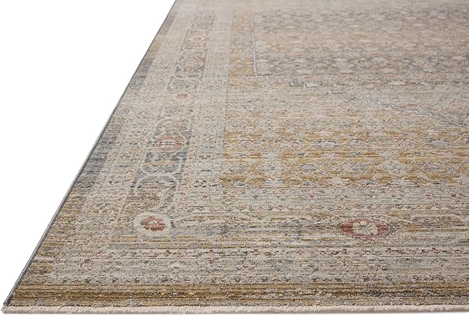 Loloi Chris Loves Julia Ida Collection IDA-02 Stone/Gold 6'-3" x 9'-4", .19" Pile Height, Area Rug