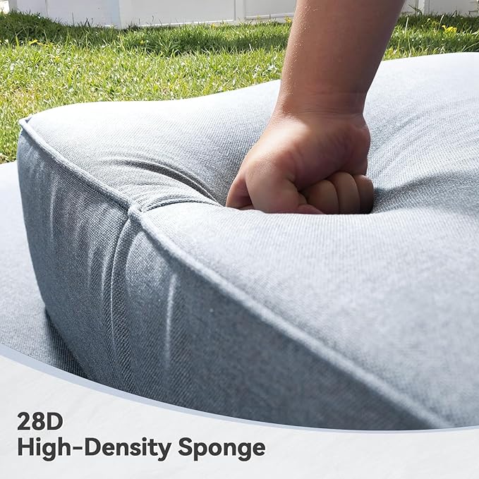 Luxury 6" Outdoor Cushions for Patio Furniture, 24x24x6" Thick Seat Cushion Set of 4, Fade Resistant Couch Chair Replacement Cushions High Density Wicker Chair Cushion w/ Removable Cover Baby Blue