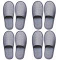 4 Pairs Disposable Slippers for Guests, Washable Cotton Spa Slippers with Non-Slip Sole - Breathable Open Toe House Slippers for Hotel, Travel, Wedding, Party - Indoor Guest Shoes for Women & Men (Grey)