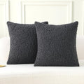 FUTEI Charcoal Throw Pillow Covers 16x16 Inch Set of 2,Furry Faux Fur Teddy Boucle Textured Cushion Covers,Soft Fluffy Decorative Pillow Case,Home Decor for Couch Bed Living Room Office Car