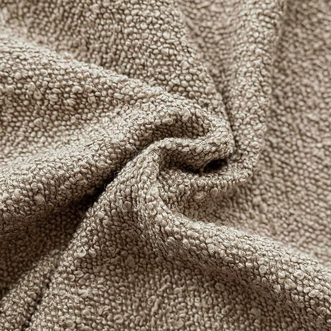 Foindtower Set of 2, Decorative Textured Boucle Throw Pillow Covers Accent Solid Pillow Cases Neutral Cozy Couch Cushion Case for Chair Sofa Bedroom Living Room Home Decor 24x24 Inch Light Khaki Tan