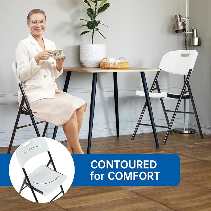 8 Pack Thicker 800 LBS White Folding Chairs, Commercial Grade Folding Chair, Foldable Chairs for Events