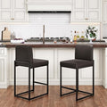 PHI VILLA Bar Stools Set of 2 - Counter Height 24'' Bar Stool Pu Leather Kitchen Modern Bar Chairs, Bar Stools with Back