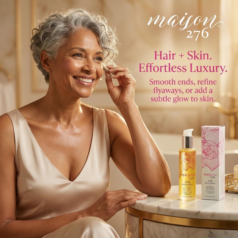 Maison 276 No. 8 Botaniques Multi-Purpose Moroccan Oil Moisturizer for Grey Hair, Face & Body, After Bath & Shower Body Oil for Women & Men, Paraben-Free, Sulfate-Free, 4 Fl Oz