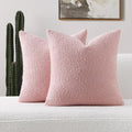 FUTEI Pack of 2 Pink Decorative Throw Pillow Covers 16x16 Inch Soft Cozy Solid Boucle Textured Cushion Case,Modern Home Decor for Couch Bed Living Room
