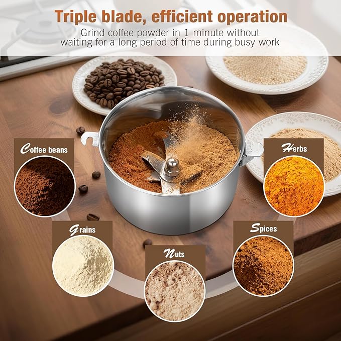 Electric Grain Mill Grinder - Swing Type 3500W 110V 2500g Commercial Spice Grinder,Suitable for Flour,Corn,and Coffee,Indian Spices,Herbs,Pepper(2500g)