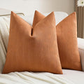 FUTEI Burnt Orange Chenille Decorative Throw Pillow Covers 16x16 Inch Set of 2,Soft Cozy Striped Geometric Patterns Cushion Case,Modern Home Decor for Couch Bed Living Room