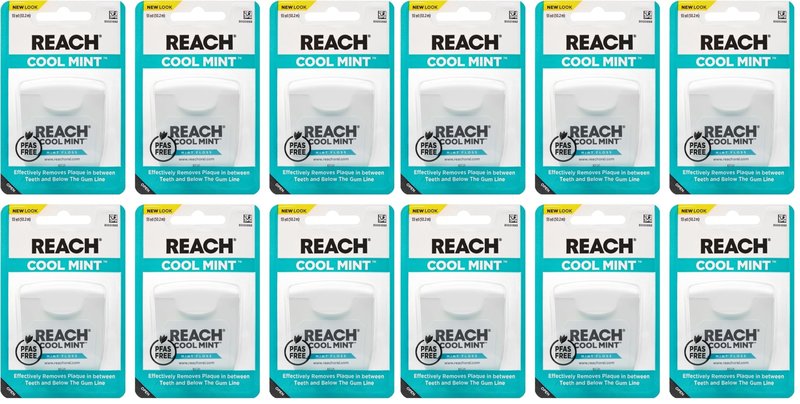Listerine Cool Mint Interdental Floss for a Cleaner, Healthier Mouth, Oral Care, 55 Yards (Pack of 12)