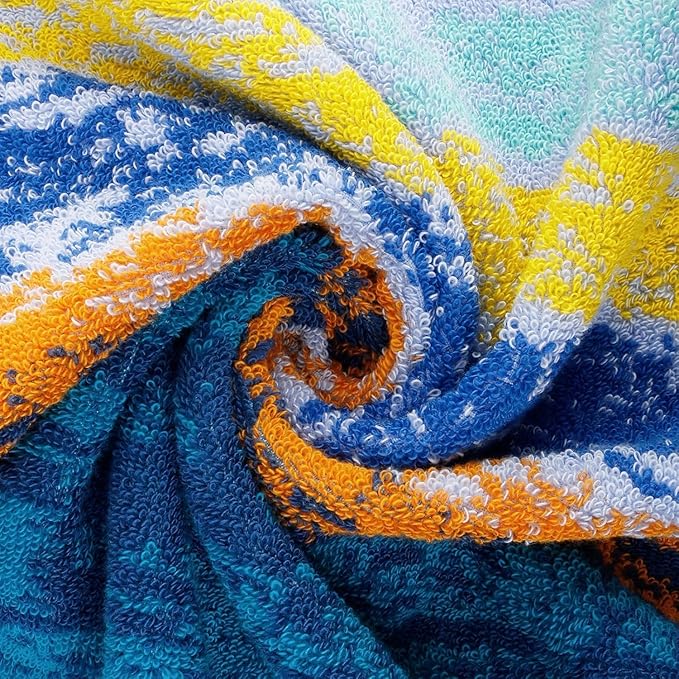SEMAXE 18-Pack Bath Towel Set Include 6 Bath Towels, 6 Hand Towels, 6 Wash Cloths, 100% Cotton Bathroom Towels with Hanging Loops, Soft & Absorbent Towel, Colorful Towel