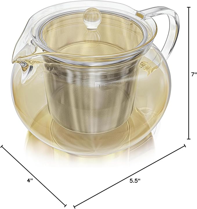 Teabloom Kyoto 2-in-1 Tea Kettle/Tea Maker – Heatproof Glass Teapot with Removable Loose Tea Filter – Tea Connoisseur's Choice