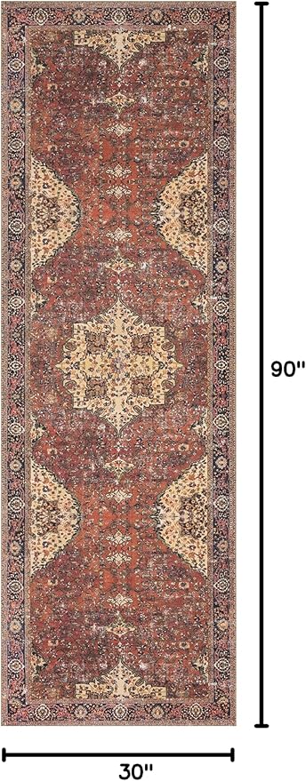 Loloi Loren Collection LQ-07 Red/Navy 2'-6" x 7'-6" Runner Rug