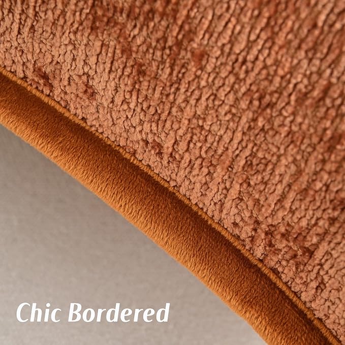 FUTEI Rust Chenille Throw Pillow Covers 18x18 Inch Set of 2,Soft Cozy Bound Edge Design Cushion Case,Home Decor for Couch Bed Living Room