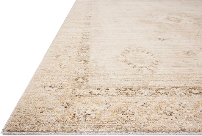Loloi Chris Loves Julia Palma Collection PLM-06 Natural/Smoke 7'-10" x 10' Fringe Area Rug Vintage Style Boho Living Room Bedroom Carpet
