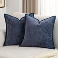 FUTEI Navy Blue Chenille Throw Pillow Covers 18x18 Inch Set of 2,Soft Cozy Bound Edge Design Cushion Case,Home Decor for Couch Bed Living Room