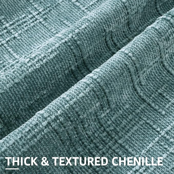 decorUhome Teal Chenille Throw Pillow Covers 18x18 Set of 2 Thick Textured Slubby Couch Pillow Covers Farmhouse Accent Modern Neutral Decorative Pillow Cases for Bed Sofa Living Room