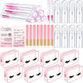 Remerry 40 Pcs Lash Shampoo Brushes Set Eyelash Aftercare Bag Disposable Mascara Tubes Foam Pump Bottle Extension Aftercare Instructions Card Eyelash Accessories for Women Mother (Clear Bag Style)