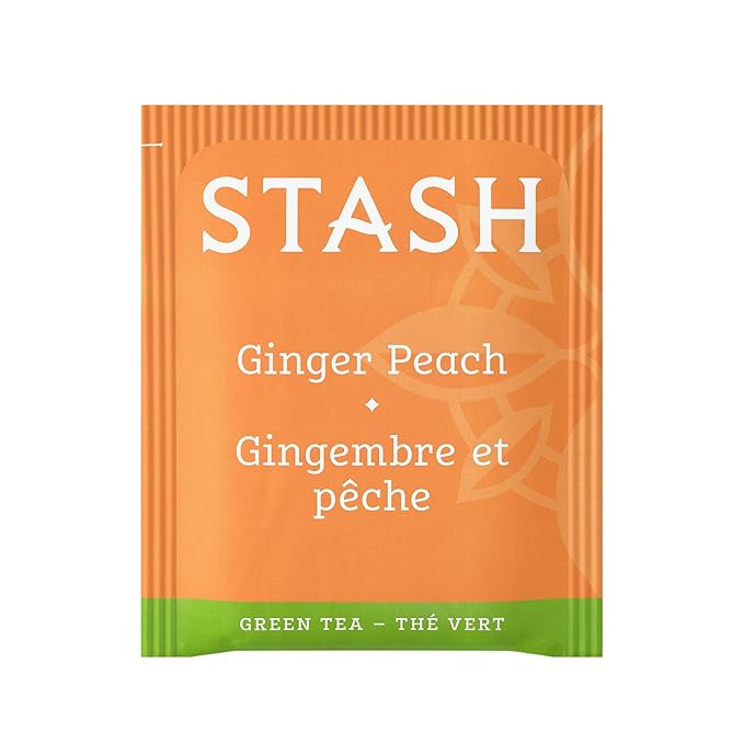 Stash Tea Ginger Peach Green Tea - Caffeinated, Non-GMO Project Verified Premium Tea with No Artificial Ingredients, 18 Count (Pack of 6) - 108 Bags Total