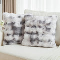 FUTEI Grey White Decorative Throw Pillow Covers 24x24 Inch Set of 2,Soft Fuzzy Faux Rabbit Fur European Cushion Covers with Raised Texture,Neutral Boho Home Decor for Couch Bed Living Room