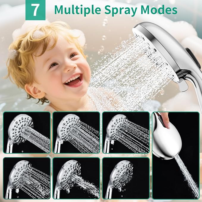 10" Filtered Rain Shower Head with Handheld Spray Combo, High Pressure Shower Head and Handle Set with Filter, Dual Shower Head with Extra Long Hose and Adjustable Extension Arm (Chrome)