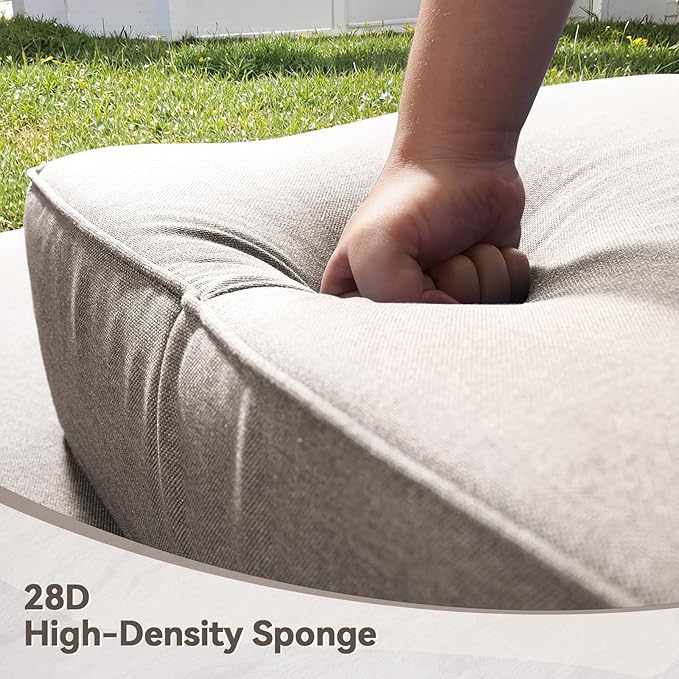 Luxury 6" Outdoor Cushions for Patio Furniture, 24x24x6" Thick Seat Cushion Set of 6, Fade Resistant Couch Chair Replacement Cushions High Density Deep Wicker Chair Cushion w/ Removable Cover, Beige