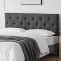 Linen Upholstered Headboard Full Size, Modern Diamond Tufting Solid Wood Full XL Headboard Only, Adjustable Height from 37” to 51” Head Board, Bed Frame or Wall Mount Headboards, Dark Grey