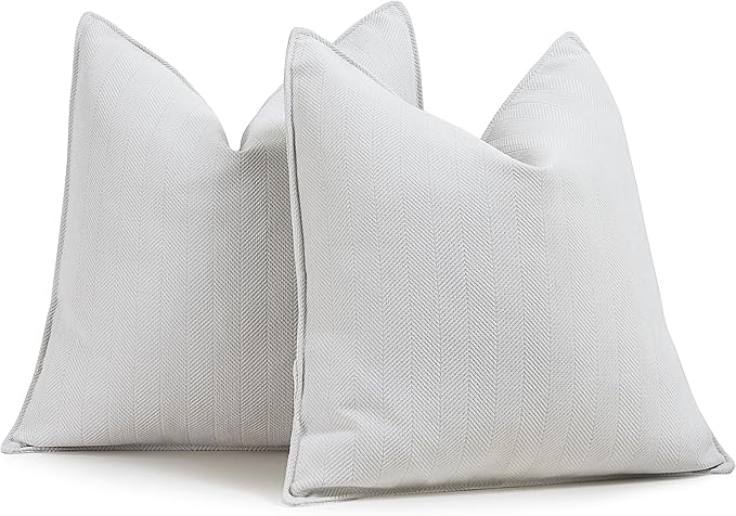 ZWJD Cream Pillow Covers 24x24 Set of 2 Chenille Throw Pillow Covers with Elegant Design Soft and Luxurious Decorative Throw Pillows for Couch, Bed, and Home Decor