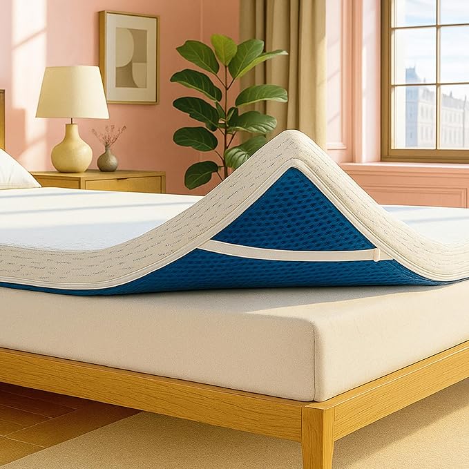 ViscoSoft 3 Inch Memory Foam Mattress Topper Short King - Select High Density Ventilated RV Camper Mattress Pad - Premium Removable Rayon Cover