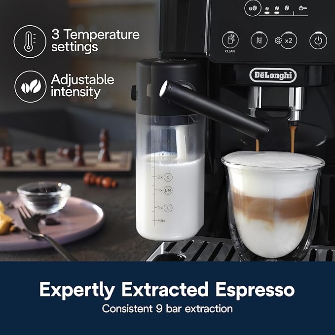De'Longhi Magnifica Start Automatic Espresso Machine with Auto Milk Frother & Built in Grinder - 5 One-Touch Recipes, Easy-to-Clean, Home Barista Coffee Maker for Lattes, Cappuccino, Iced Coffee