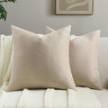FUTEI Oatmeal Chenille Throw Pillow Covers 18x18 Inch Set of 2,Soft Wide Chevron Textured Cushion Case,Farmhouse Home Decor for Couch Bed Living Room
