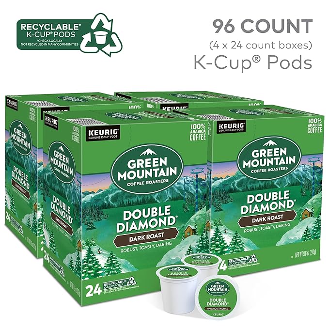 Green Mountain Coffee Roasters Double Diamond, Single-Serve Keurig K-Cup Pods, Dark Roast Coffee Pods, 96 Count