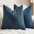 FUTEI Navy Blue Chenille Decorative Throw Pillow Covers 22x22 Inch Set of 2,Soft Embossed Striped Textured Cushion Case,Modern Home Decor for Couch Bed Living Room
