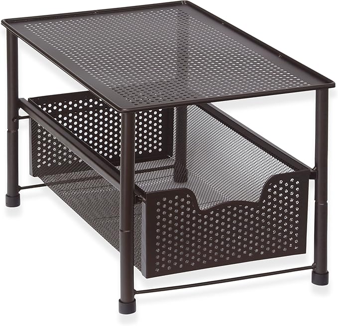 Simple Houseware Stackable Under Sink Cabinet Sliding Basket Organizer Drawer, Bronze