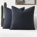 FUTEI Pack of 2 Navy Blue Decorative Throw Pillow Covers 18x18 Inch Soft Cozy Solid Boucle Textured Cushion Case,Modern Home Decor for Couch Bed Living Room