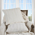 Cheer Collection Faux Fur Throw Pillows - Decorative Pillows for Couch, Bed Throw Pillows, White Accent Pillows for Bedroom or Living Room Aesthetic, Set of 2 Furry Throw Pillows, 16" x 16"