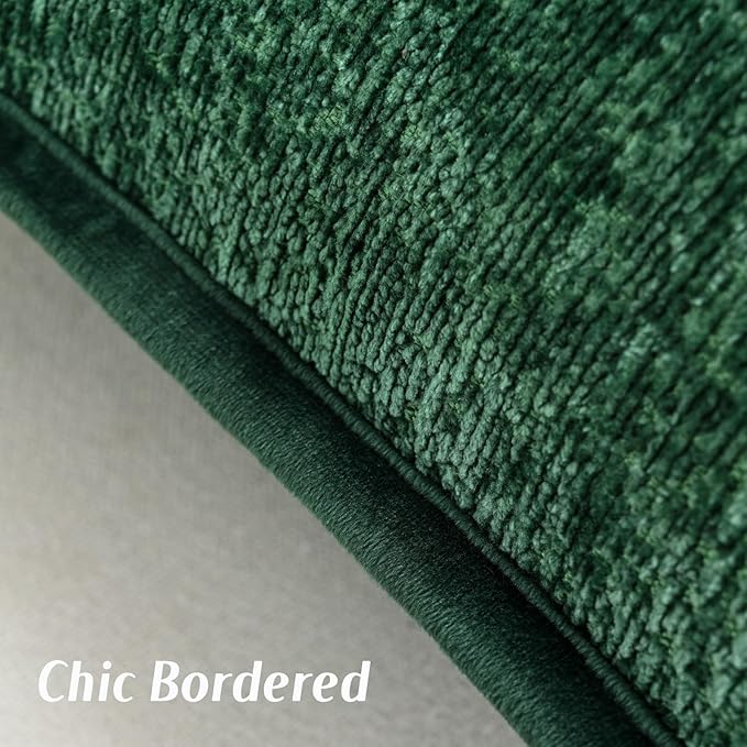 FUTEI Christmas Dark Green Chenille Throw Pillow Covers 26x26 Inch Set of 2,Soft Cozy Bound Edge Design Euro Pillow Sham,Home Decor for Couch Bed Living Room