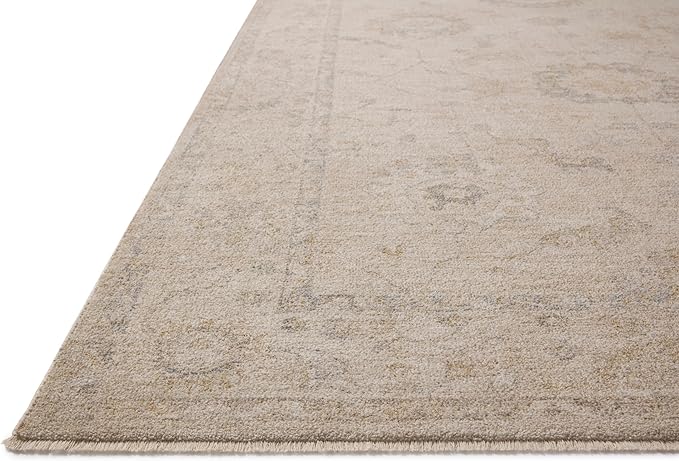 Loloi Chris Loves Julia Louisa Collection LOI-02 Oatmeal/Slate 5'-3" x 5'-3", .38" Pile Height, Round Area Rug