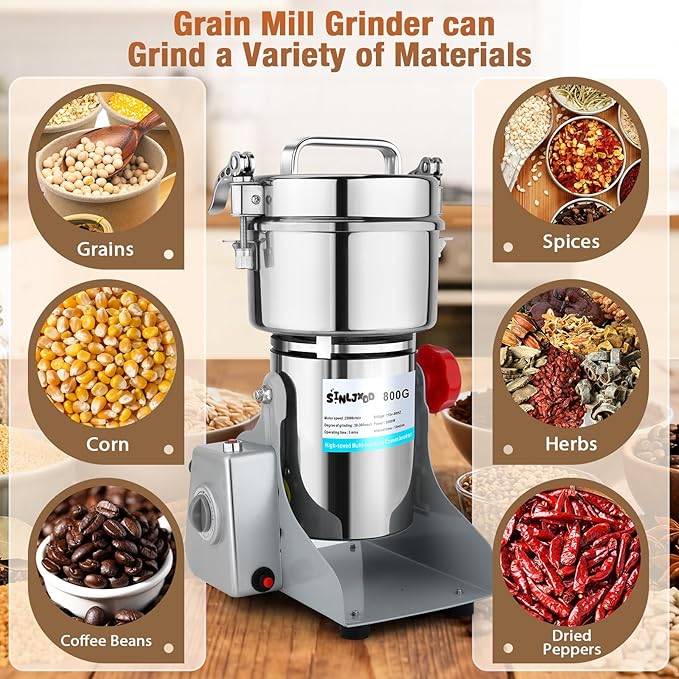 Electric Grain Mill Grinder - Swing Type 3500W 110V 2500g Commercial Spice Grinder,Suitable for Flour,Corn,and Coffee,Indian Spices,Herbs,Pepper(2500g)