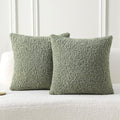 FUTEI Sage Green Throw Pillow Covers 20x20 Inch Set of 2,Furry Faux Fur Teddy Boucle Textured Cushion Covers,Soft Fluffy Decorative Pillow Case,Home Decor for Couch Bed Living Room Office Car