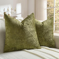 FUTEI Moss Green Flannel Throw Pillow Covers 22x22 Inch Set of 2,Soft Dimensional Textured Cushion Cases,Modern Home Decor for Couch Living Room
