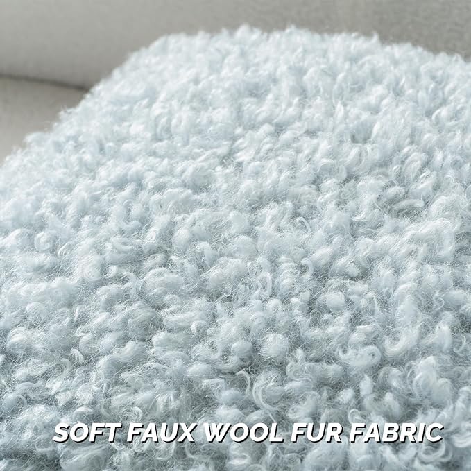 FUTEI Light Blue Decorative Throw Pillow Covers 26x26 Inch Set of 2,Soft Fluffy Faux Wool Fur Boucle Textured Euro Pillow Shams,Modern Home Decor for Couch Bed Living Room Office