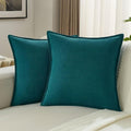 FUTEI Teal Chenille Throw Pillow Covers 16x16 Inch Set of 2,Edges Double-Stitched Cushion Cases,Modern Home Decor for Couch Living Room