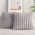DEELAND Pack of 2,Double-Sided Faux Fur Plush Decorative Throw Pillow Covers Fuzzy Striped Soft Pillowcase Cushion Covers for Sofa Couch Bedroom Lightgrey 16x16 inch